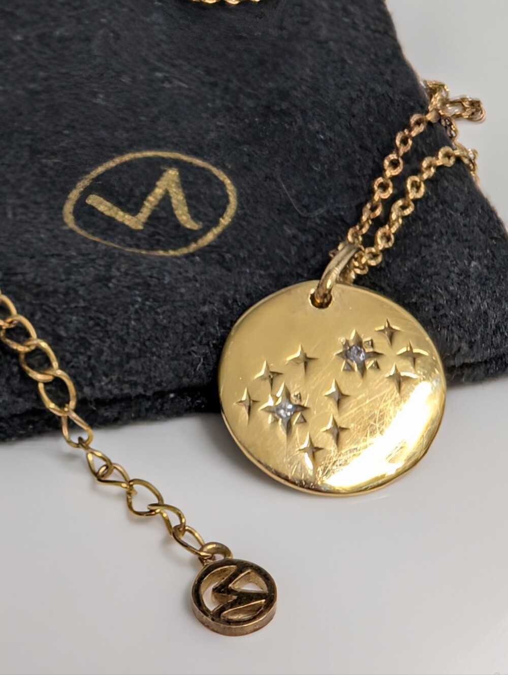 Mejuri 18k Gold Vermeil 925 Sterling Silver Celestial Disc Pendant Necklace - Picture 3 of 5